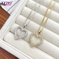 Bijoux à la mode, fabrication d'usine, collier en or plaqué rhodium pour amoureux, collier en cœur de couple
