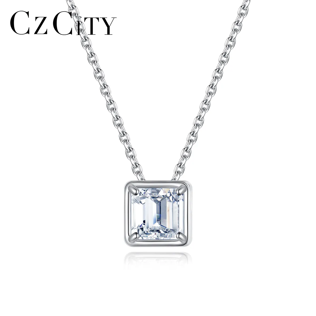 CZCITY سلسلة 925 فضة المويسانتي VVS قلادة الجليد خارج الماس للمرأة مجوهرات الأزياء قلادة