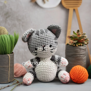Juguete de Gato de Ganchillo <span class=keywords><strong>Amigurumi</strong></span> de Tela de Algodón Kaiyue con <span class=keywords><strong>Ojos</strong></span> de Seguridad Tejidos a Mano - Product Image 4