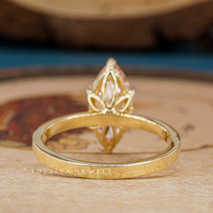 Anillo de Compromiso Clásico de Oro Sólido de 14K con Diamante de Corte Marquesa Cultivado en Laboratorio, Anillo de Boda de Lujo, Certificado IGI, Regalo de Aniversario - Product Image 4