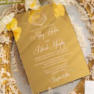 Hoogwaardige, elegante acryl huwelijksuitnodiging met envelop, folie-geprägd luxe huwelijksuitnodigingskaart - Product Image 5