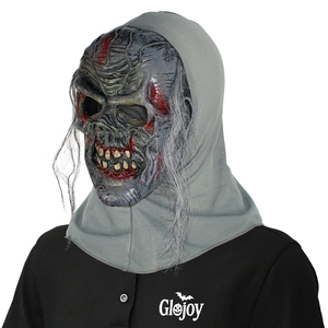 Masque d'horreur gris <span class=keywords><strong>Zombie</strong></span> Ghost Face en caoutchouc souple pour Halloween, cosplay, fête, effrayant, masque intégral personnalisable - Product Image 6