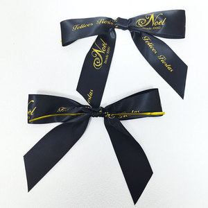 High Quality Polyester Ribbon <strong>Pre</strong> Made Custom Satin Ribbon Bows for Gifts with logo <strong>Printed</strong> and Clip - Product Image 3