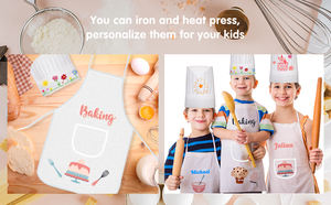 キッズシェフ帽子エプロン年齢5-12キッズエプロン男の子のための子供女の子の料理ベーキング絵画着用昇華印刷カスタムロゴ - Product Image 6