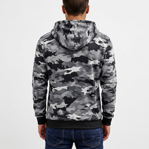 Sudadera con Capucha para Hombre, Nueva Colección, Corte Regular, Estampado en Relieve, Forrada, 100% Algodón, Color Sólido, Camuflaje Invernal - Product Image 3