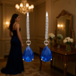 Orecchini Pendenti Rosa E4682 da Donna, in Lega, a Goccia d'Acqua con Gemma Rosa, Montatura a Griffe, Gioielli Classici alla Moda per Feste - Product Image 2