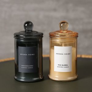 Candele Profumate di Lusso di Alta Qualità, Decorative per la <span class=keywords><strong>Casa</strong></span>, in Cera di Soia, in Vasi di Vetro <span class=keywords><strong>con</strong></span> Coperchio e Confezione Regalo - Product Image 4
