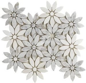 Piastrelle a mosaico in ceramica con motivo a fiori bianchi di Carrara in pietra naturale <span class=keywords><strong>Backsplash</strong></span> da cucina e piastrelle per pavimento del bagno