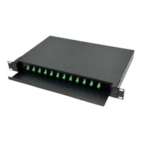 Boîtier de terminaison fibre optique 1U 19'' à tiroir, 12 cœurs FC/APC avec plateau de raccordement pour FTTH ODF