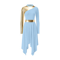 Robe de danse de culte et de louange à manches longues en polyester pour spectacles de danse lyrique et liturgique