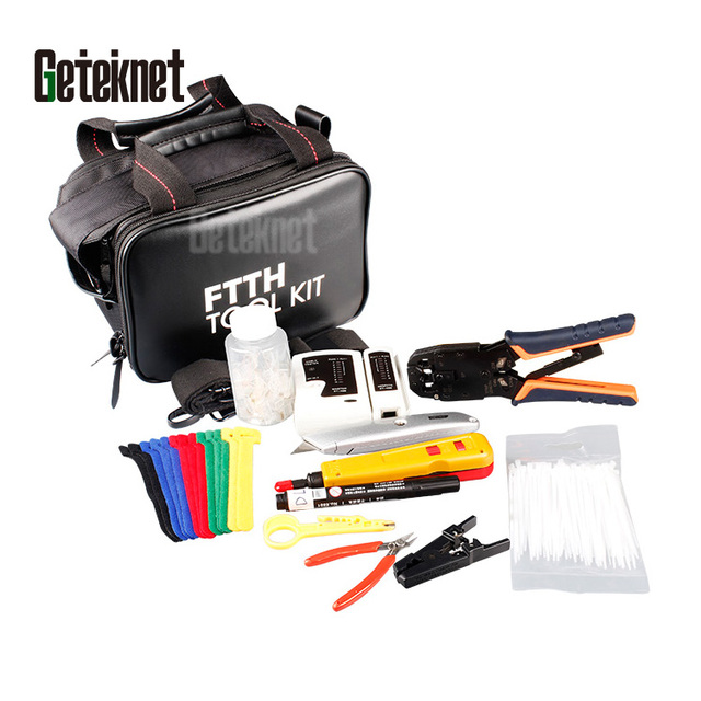 GETEKnet FTTH OEM Fiber Optic Datacenter Custom Portable Professional Network Home Tool Kits 11 Pcs Lan for Telecom Parts