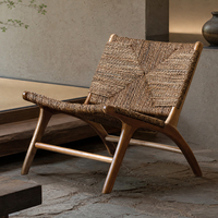 Fauteuil de salon bas en bois massif Wabi-sabi, personnalisable, style moderne et minimaliste, pour salon