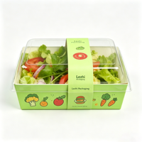 Boîte d'emballage alimentaire polyvalente en papier kraft 450g pour salade, design personnalisé, avec couvercle transparent, pour vente à emporter