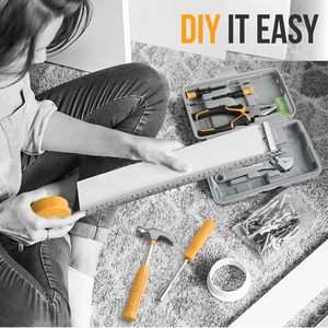 Ensemble d'outils pour la maison de 20 pièces, trousse d'outils ménagers avec marteau, clé à molette, tournevis, plus petite boîte de transport mini pour hommes et femmes, bricolage (jaune) - Product Image 4