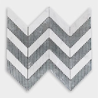 Guangdong Yunfu Naturel Vert Et Blanc Fishbone Chevron Motif Marbre Pierre Waterjet Mosaïque Murs Et Carreaux De Sol
