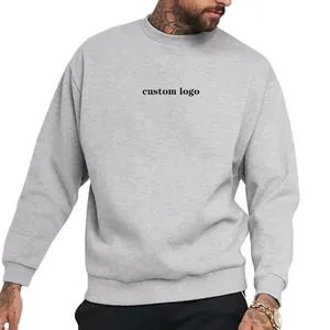 Özel düz pamuk fransız terry erkek beyaz kazak 3d kabartmalı crewneck logo kazak hoodie erkekler için