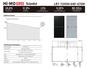แผงโซลาร์เซลล์ Longi Hi MO X10 LR7-72HVH 640 670M BC Cell N-Type Monocrystalline Solar ประสิทธิภาพ 24.8% CN PV Module - Product Image 3