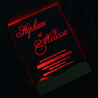 Elegantes invitaciones de boda de acrílico transparente con detalles en dorado LED, tarjetas de invitación de matrimonio con caja y cinta, tarjetas de cumpleaños