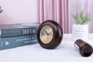 Réveil de chevet silencieux en bois de pin, couleur foncée, pour chambre à coucher et bureau - Product Image 5
