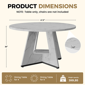 Mesa de Comedor Redonda Moderna con Estante de Almacenamiento de Dos Niveles, Resistente al Agua y a los Arañazos, para 4-6 Personas, Uso Doméstico - Product Image 5