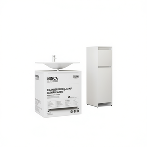 Minca Engineered Wood <b>Bathroom</b> <b>Set</b> White <b>3</b>-<b>Piece</b> Minimalist Rectangle Style - Product Image 1