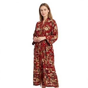 Elegante Kimono de Seda Estilo Boho para Mujer, Estampado Floral Paisley Colorido, Holgado, Cuello en V, para Vacaciones de Verano en la Playa - Product Image 1
