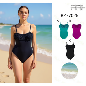 Costume da bagno intero HDJ con controllo pancia, vita alta, fascia a fascia, da donna, tinta unita, con volant BZ77071 Taglie 40 42 44 46 - Product Image 3