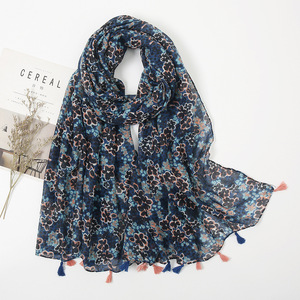 Các Mới Nhất Cao Cấp Hijab Hot Voile Khăn Choàng Pareo Echarpe Bọc In Vòng Hoa Hình Học Tua Bohemian Polyester Bãi Biển Khăn - Product Image 6