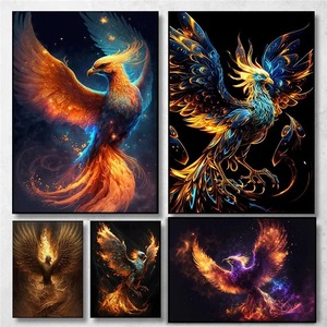 Fantasia retrò stile dorato leggende Phoenix uccello arte animale Poster tela pittura stampe murali immagine per soggiorno decorazioni per la casa - Product Image 5