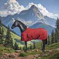 Couverture de cheval imperméable de haute qualité pour utilisation en extérieur, rouge, avec sangles réglables, coupe-vent et chaude