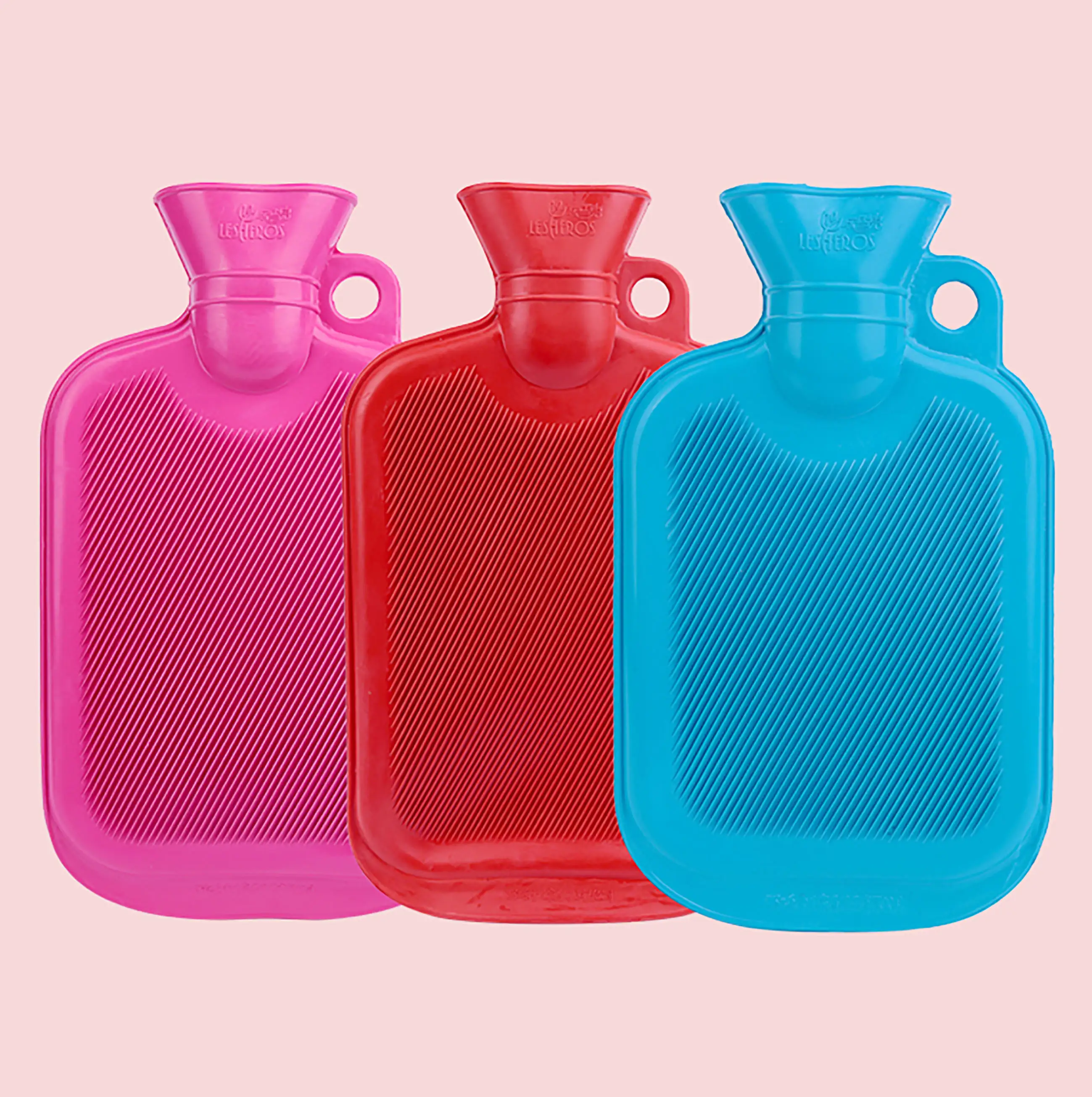 Lesheros botol air panas, pabrik profesional 1000ml karet alam klasik warna-warni kantung air panas