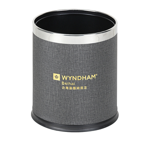 custom desig10L leather round garbage can dust bin indoors hotel dustbin trashcan wastebins for kitchen restaurant hotel bedroom
