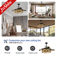 1stshine Ventilateur de plafond rétractable Haute qualité 52 pouces PC Lames Ventilateur de plafond invisible avec lumière LED