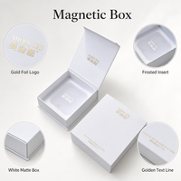 Boîte cadeau personnalisée blanche à rabat magnétique avec logo en feuille d'or et insert givré OEM