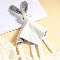 Vente en gros usine/OEM : Doudou apaisant lapin pour nouveau-né, jouet en peluche en polyester, unisexe, sûr pour la bouche