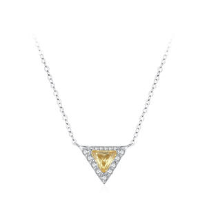 Minimalist S925 Sterling Silver Shield-Cut Yellow Zircon Triangle Pendant Necklace - Creative <b>Gift</b> for Women - Product Image 1