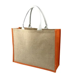 Custom design Printing Patterns Logos Most popular Grocery Women Burlap Tote Jute Shopping Bags For Travel