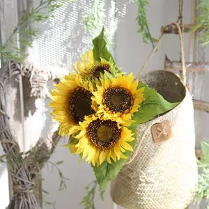 Fiori di girasole fila decorazione artificiale bouquet matrimonio all'ingrosso falso centrotavola artificiale fiore
