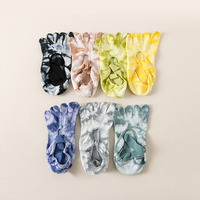 Chaussettes de yoga à cinq doigts personnalisées OEM en Lastic, avec compression, coussinets de cheville, antidérapantes, pour fitness, tie-dye, avec grip, pour yoga et Pilates