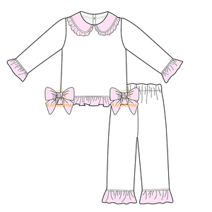 <span class=keywords><strong>Pigiama</strong></span> Pasquale per Bambini con Colletto Peter Pan in <span class=keywords><strong>Cotone</strong></span>, Set Personalizzati con Volant per Bambine - Product Image 2