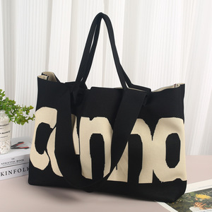 Bolsa de Compras de Hombro de Nylon Jacquard con Diseño de Dibujos Animados Personalizado de Fábrica, Bolsa Tote Casual de Gran Capacidad con Abertura Superior - Product Image 2