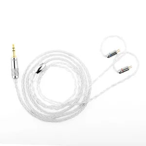 TRN Earphone Kabel T3 Perak Kabel 8 Core Headphone Kawat HI FI Dikepang Kabel untuk V90 V80 ST1 V30 BA5 V10