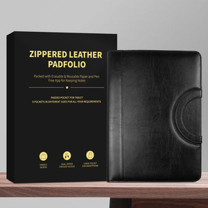 มืออาชีพที่กำหนดเองสำนักงาน A4หนังสีดำซิป Portfolio แฟ้มโฟลเดอร์คลิปบอร์ด - Product Image 6