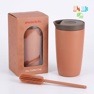 Vente en gros de tasses à thé et à café personnalisées de 12 oz, tasse isotherme à double paroi pour café, en acier inoxydable, avec bouton de pression pour libérer l'eau - Product Image 1