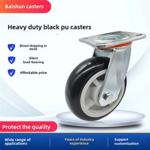 <span class=keywords><strong>5</strong></span> дюймов, 6 дюймов, черные Полиуретановые ролики, универсальные стальные поворотные ролики для оборудования, обработки тормозов - Product Image 6