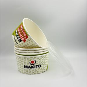 ชามซุปทรงกลม ขนมหวาน ไอศกรีม กล่องบรรจุภัณฑ์แบบใช้แล้วทิ้งสำหรับซื้อกลับบ้าน ชามกระดาษสำหรับซุปข้าวต้มแบบหนา - Product Image 5