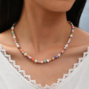 Collar de Perlas de Cerámica <span class=keywords><strong>Suave</strong></span> de Moda, Estilo Bohemio, Perlas Irregulares de Alta Calidad para Mujer - Product Image 1