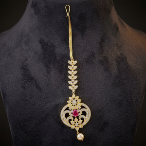<b>Best</b> Selling Women's Ruby Forehead Alloy Tikka Jewelry 53009 for Wedding - Product Image 3