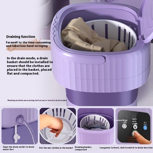 Laveuse/sécheuse électrique portable mini tout-en-un pliable avec essorage pour dortoir et usage domestique, idéale pour les sous-vêtements de bébé - Product Image 4