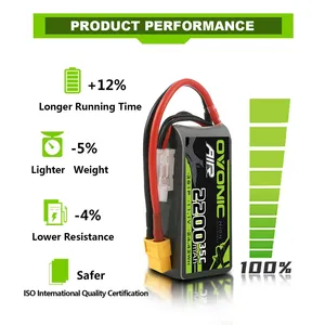 Ovonic 3S 11.1V 35C 2200MAh Lipo Batterie XT60 Plug pour RC FPV Avion <span class=keywords><strong>Hélicoptère</strong></span> Drone Racing Modèle Hobby 2pcs Par Pack - Product Image 3